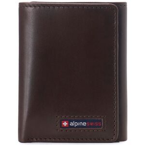 Alpine Swiss Leon Mens RFID Protected Trifold Genuine Leather Wallet ID Window